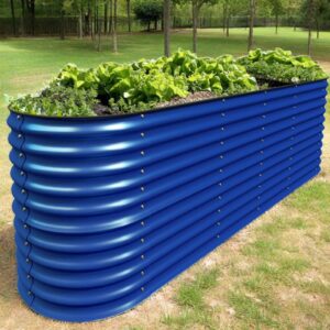 32" Tall, 12-in-1 Galvanized Raised Garden Bed, Cobalt Blue - Ollegardens