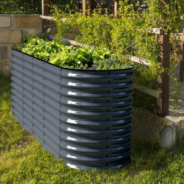 32" Tall, 12-in-1 Olle Galvanized Raised Garden Beds, Home Garden Vegetable Beds, Midnight Gray - Ollegardens