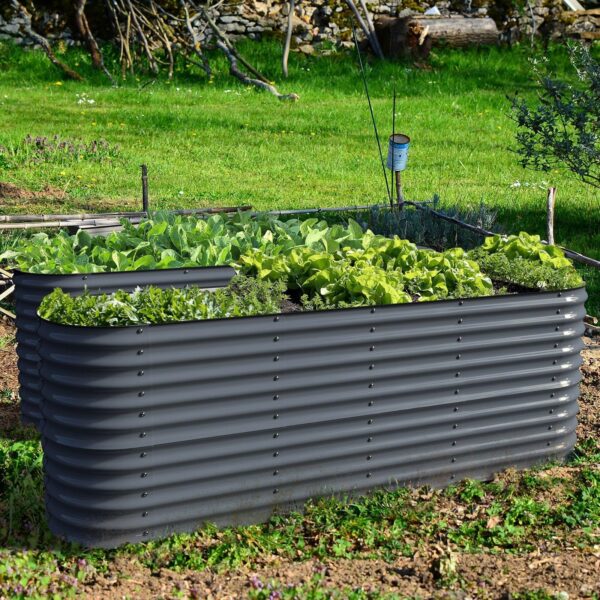 32" Tall, 12-in-1 Olle Galvanized Raised Garden Beds, Home Garden Vegetable Beds, Midnight Gray - Ollegardens