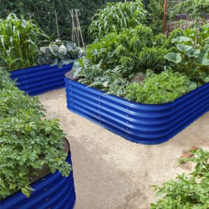 17" Tall, 12-in-1 Olle Galvanized Raised Garden Beds, Home Garden Vegetable Beds, Midnight Gray - Ollegardens