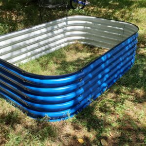 17'' Tall Galvanized Raised Garden Beds, 12-in-1 DIY Outdoor for Vegetables beds, Cobalt Blue